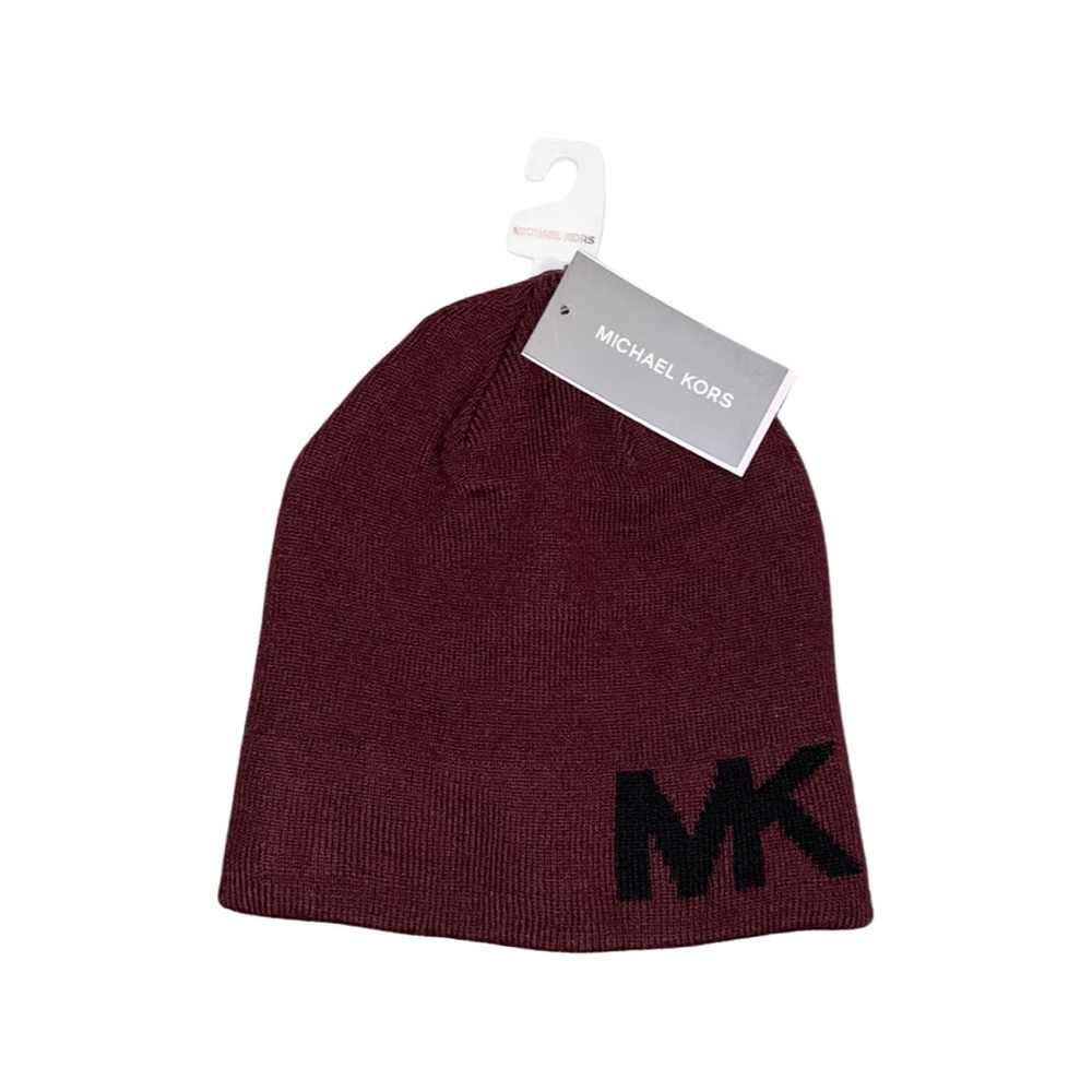 NWT Michael Kors Reversible Burgundy Hat